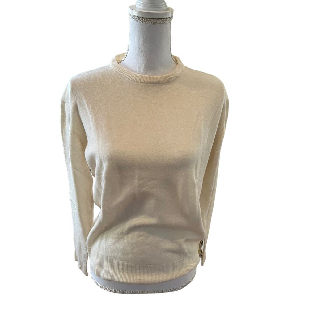 Vintage 80s Alain Manoukian Wool Crewneck Sweater Winter White